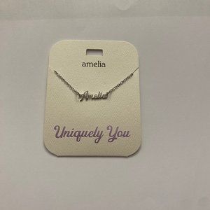 NWT Amelia Personalized Name Silver Pendant 16-20" Necklace Uniquely You